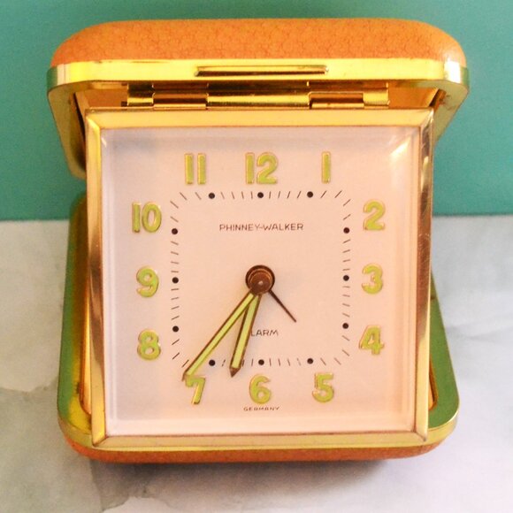 Phinney Walker Vintage Travel Alarm Clock Folding Case 1950s-1960s Retro - Picture 1 of 7